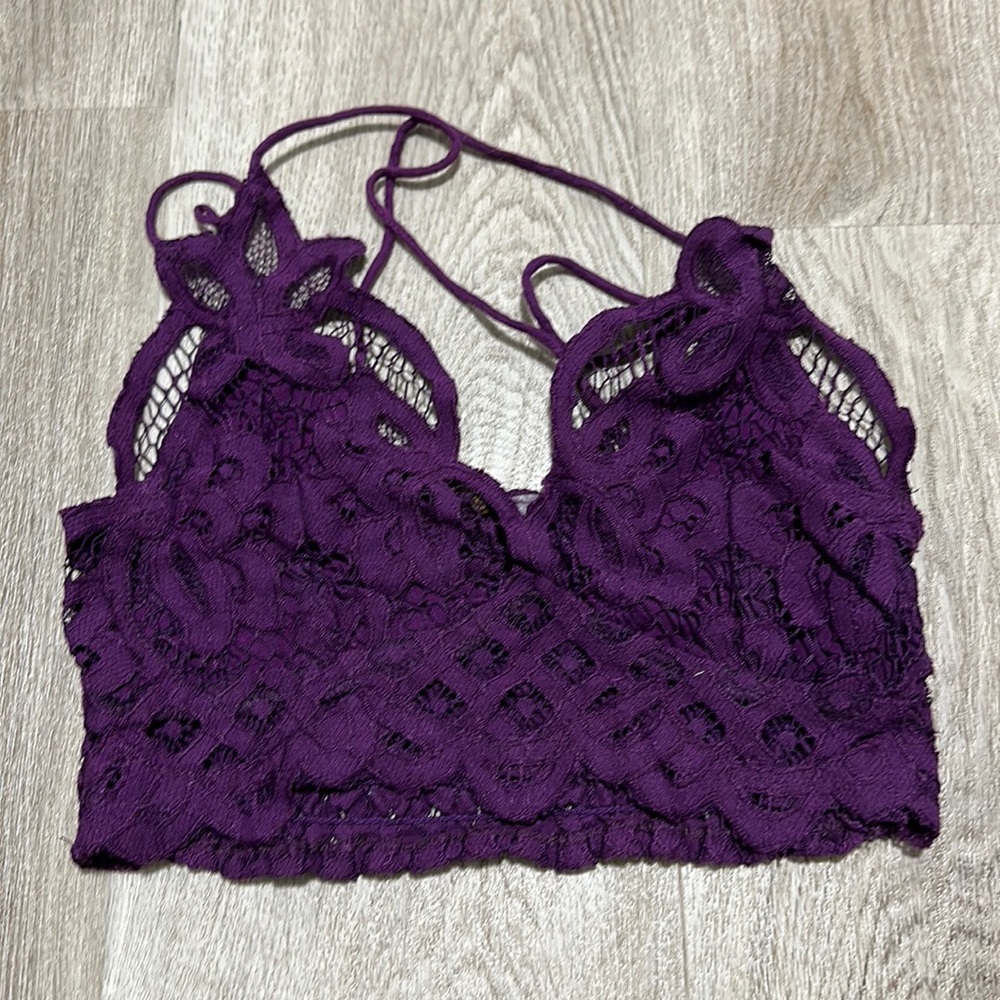 FP One Adella Bralette in a dark purple worn 2x in a size small